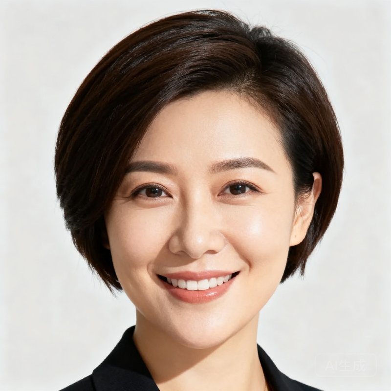 球琛产品总监王芳的正面半身照，短发干练面带自信微笑